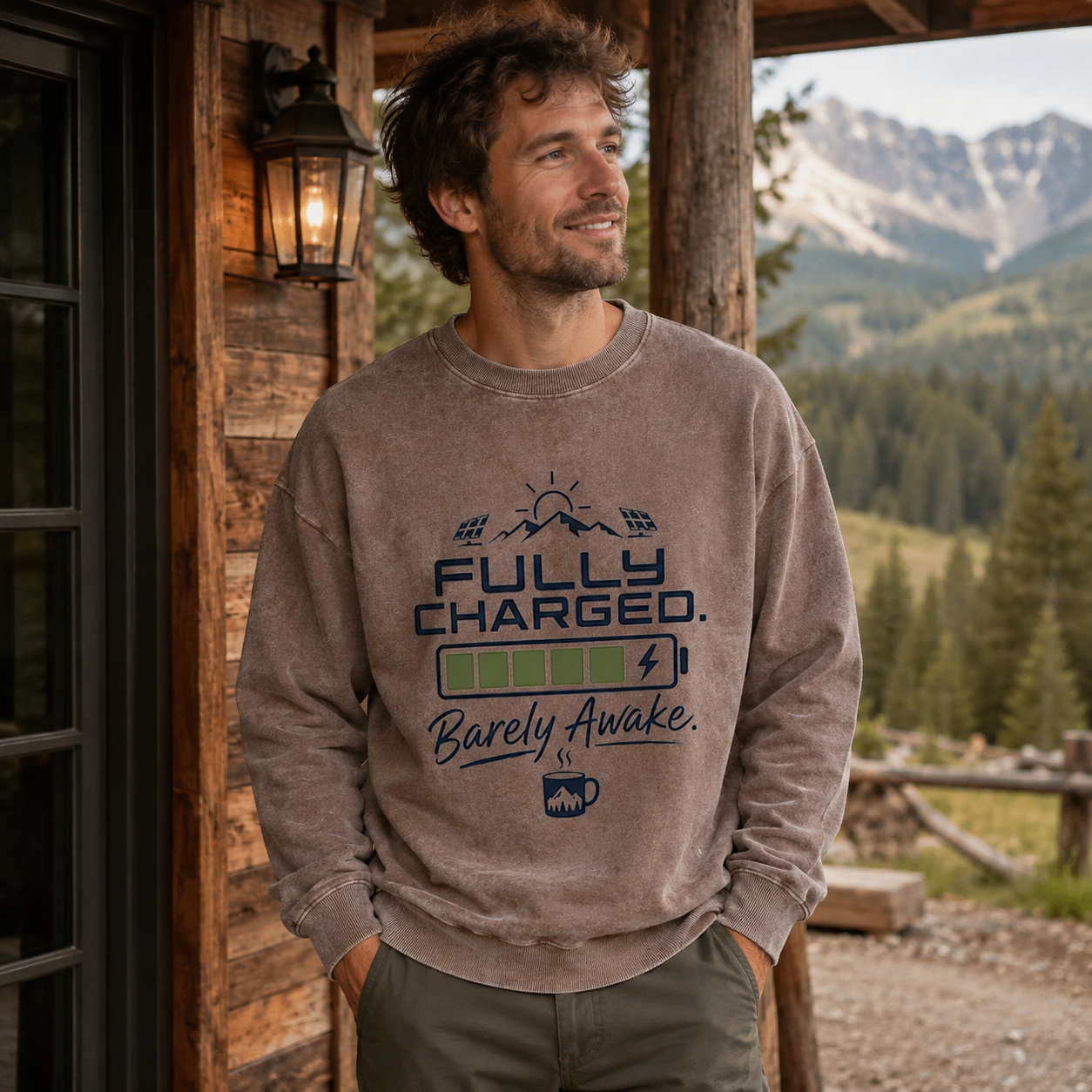 Fully Charged, Barely Awake Washed Sweatshirts