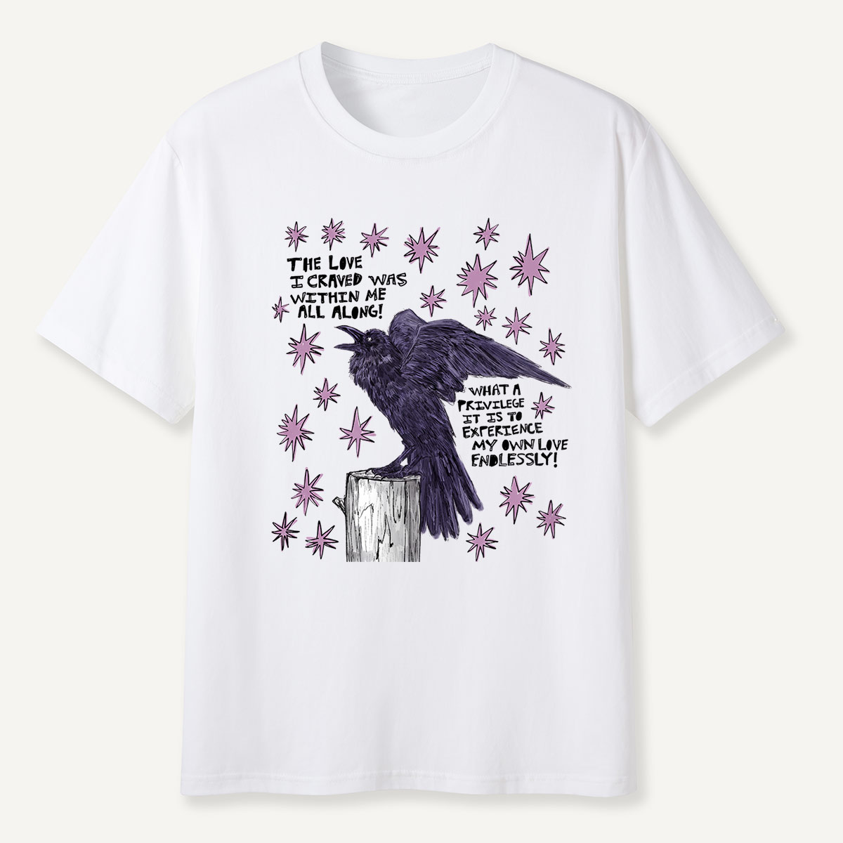 Cosmic Crow Self‑Love Quote T-Shirt
