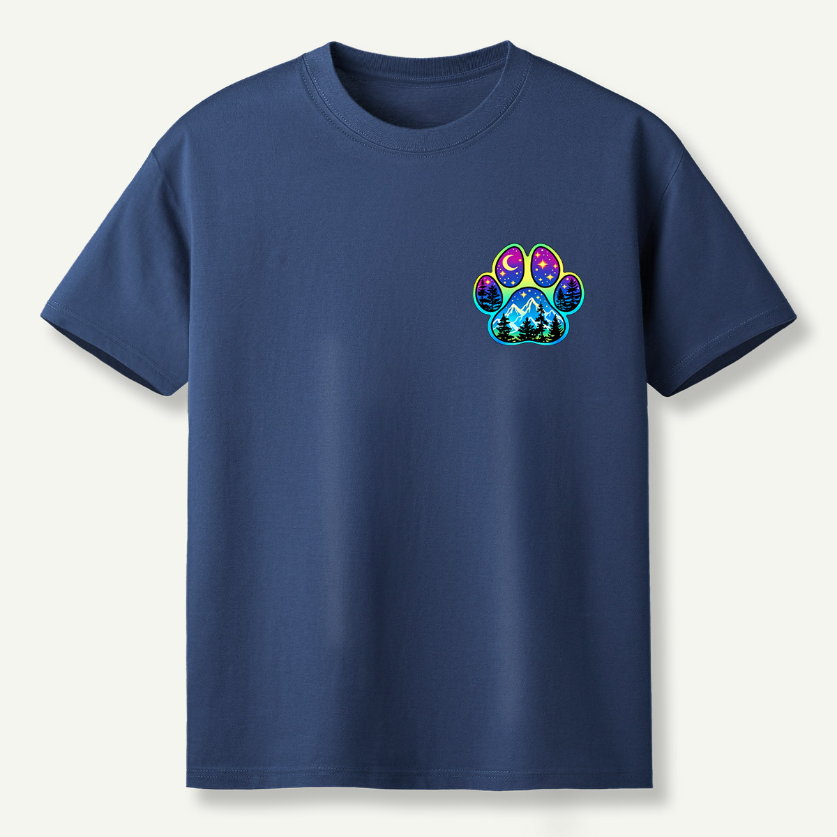 Celestial Mountain Forest Paw Print T-Shirt