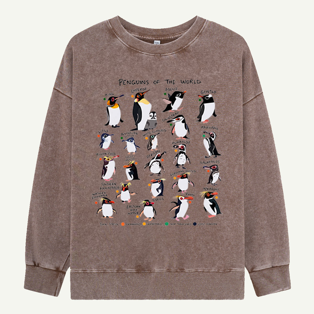 Penguins Of The World Guide Washed Sweatshirts