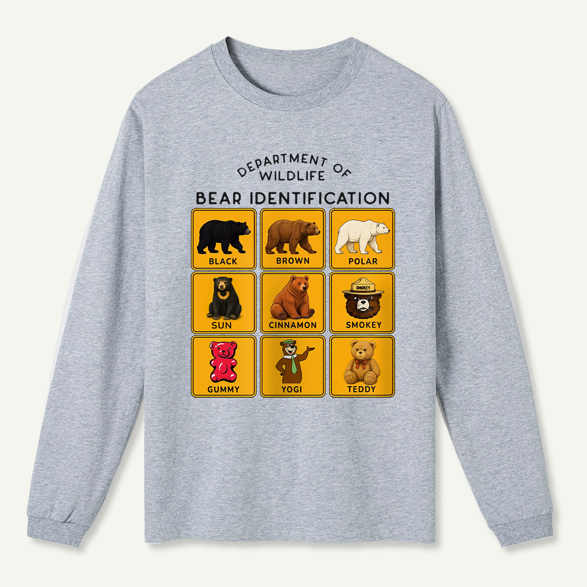 Department of Wildlife Bear Identification Gummy Bear Long Sleeve T-Shirt