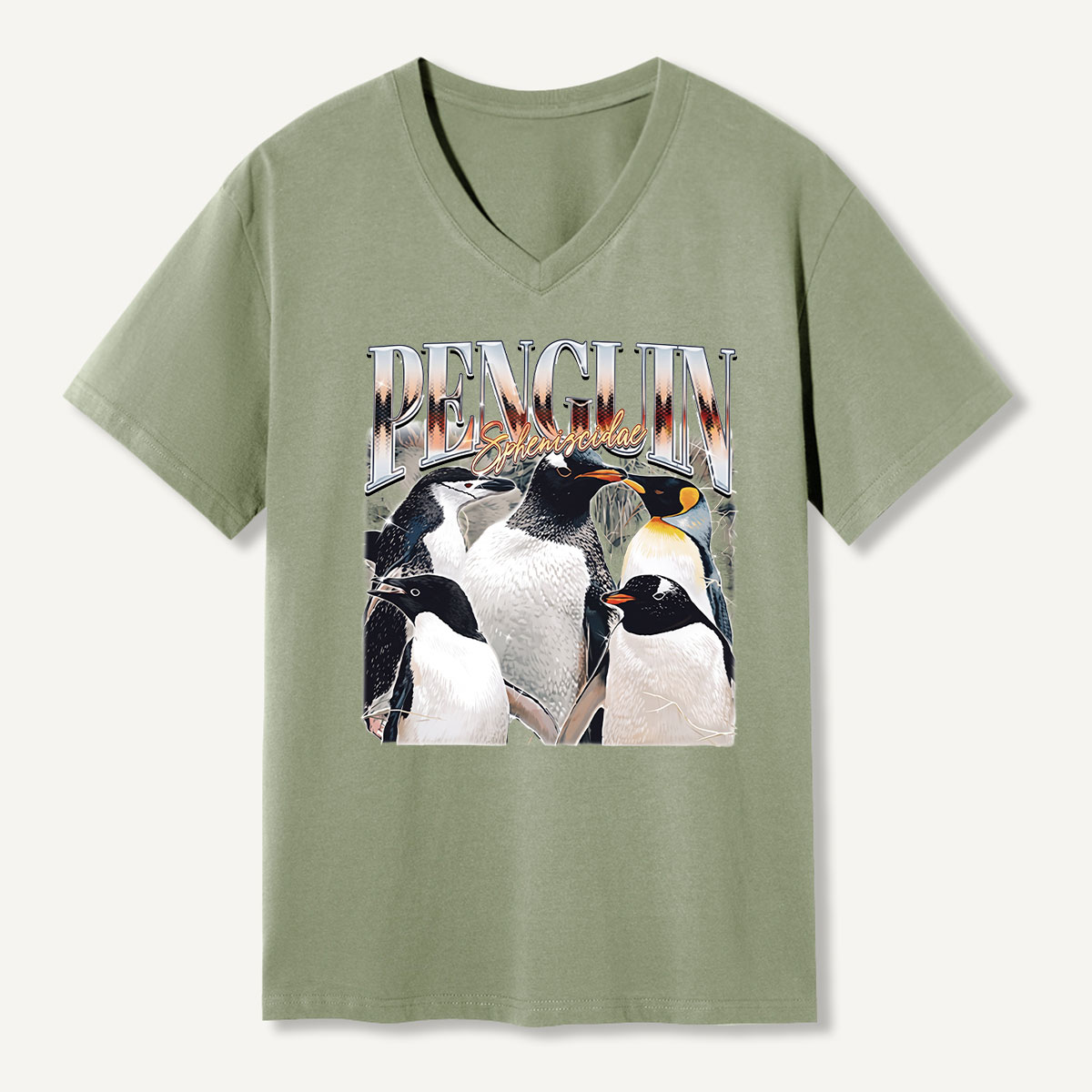 Penguin Rock Band Vintage Poster V-neck T-Shirt
