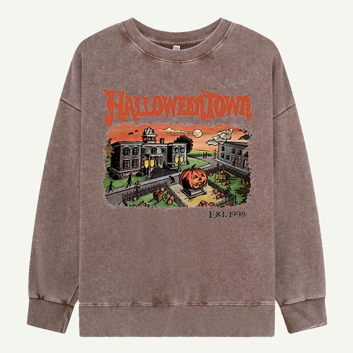Halloweentown Village Scene Washed Sweatshirts