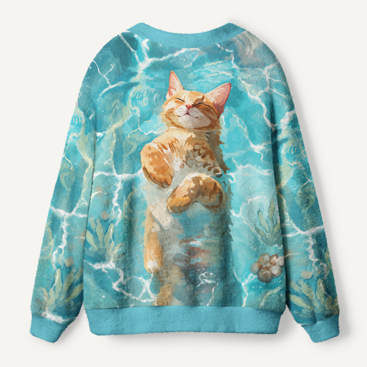 Floating Ginger Cat Ugly Cardigan Sweaters