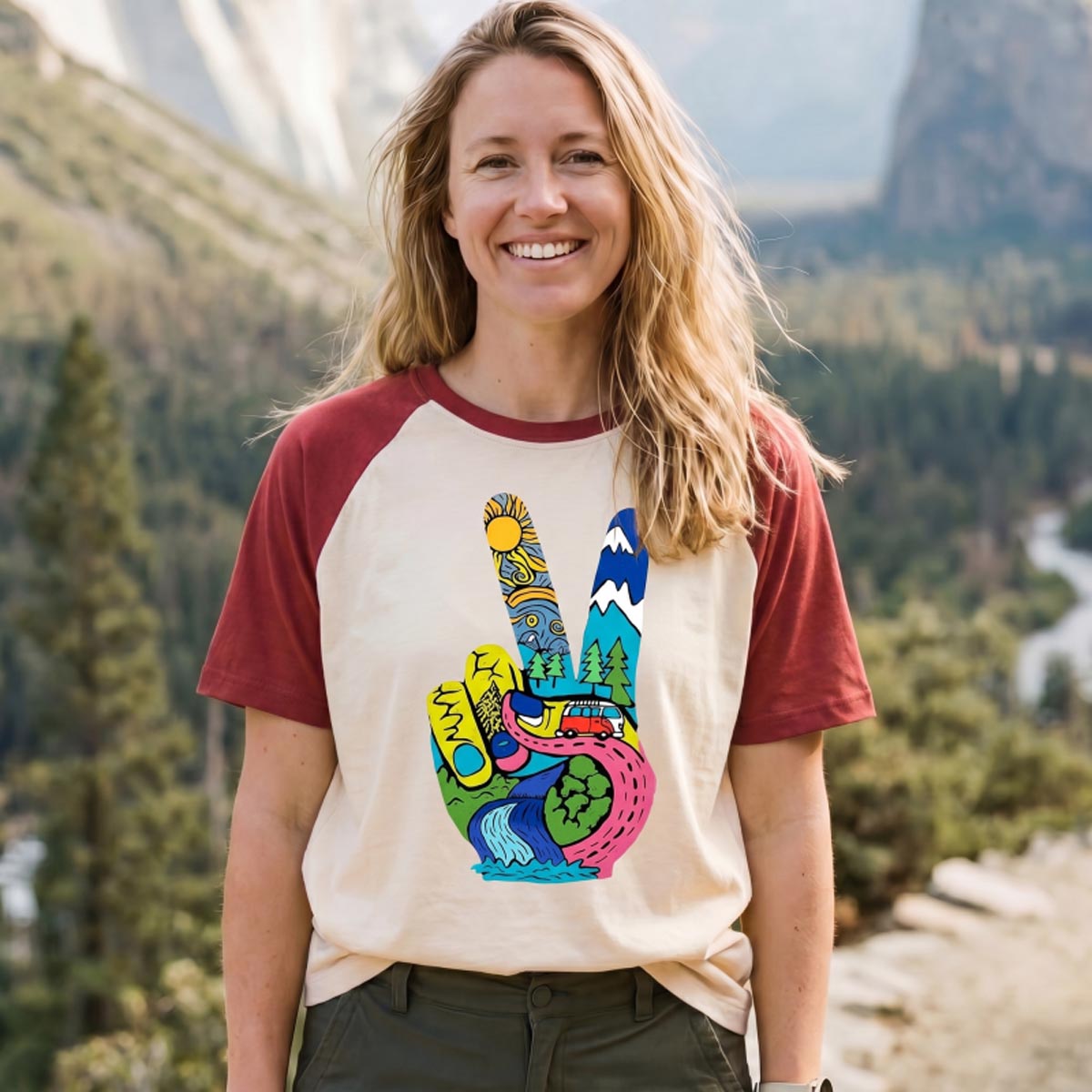 Funky Peace Nature Raglan T-Shirt