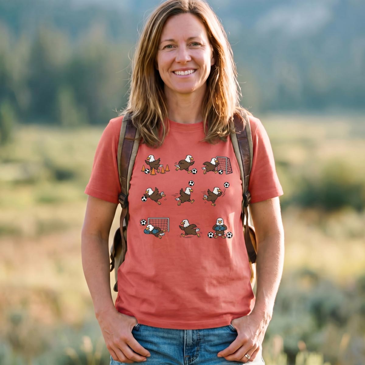 Funny Bald Eagle Soccer T‑Shirt