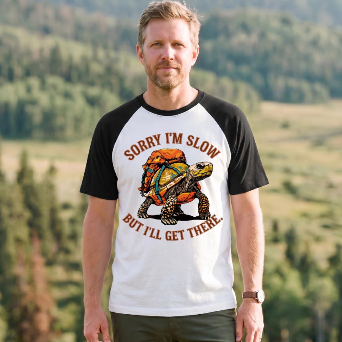Sorry I'm Slow But I'll Get There Turtle Backpacker T-Shirt