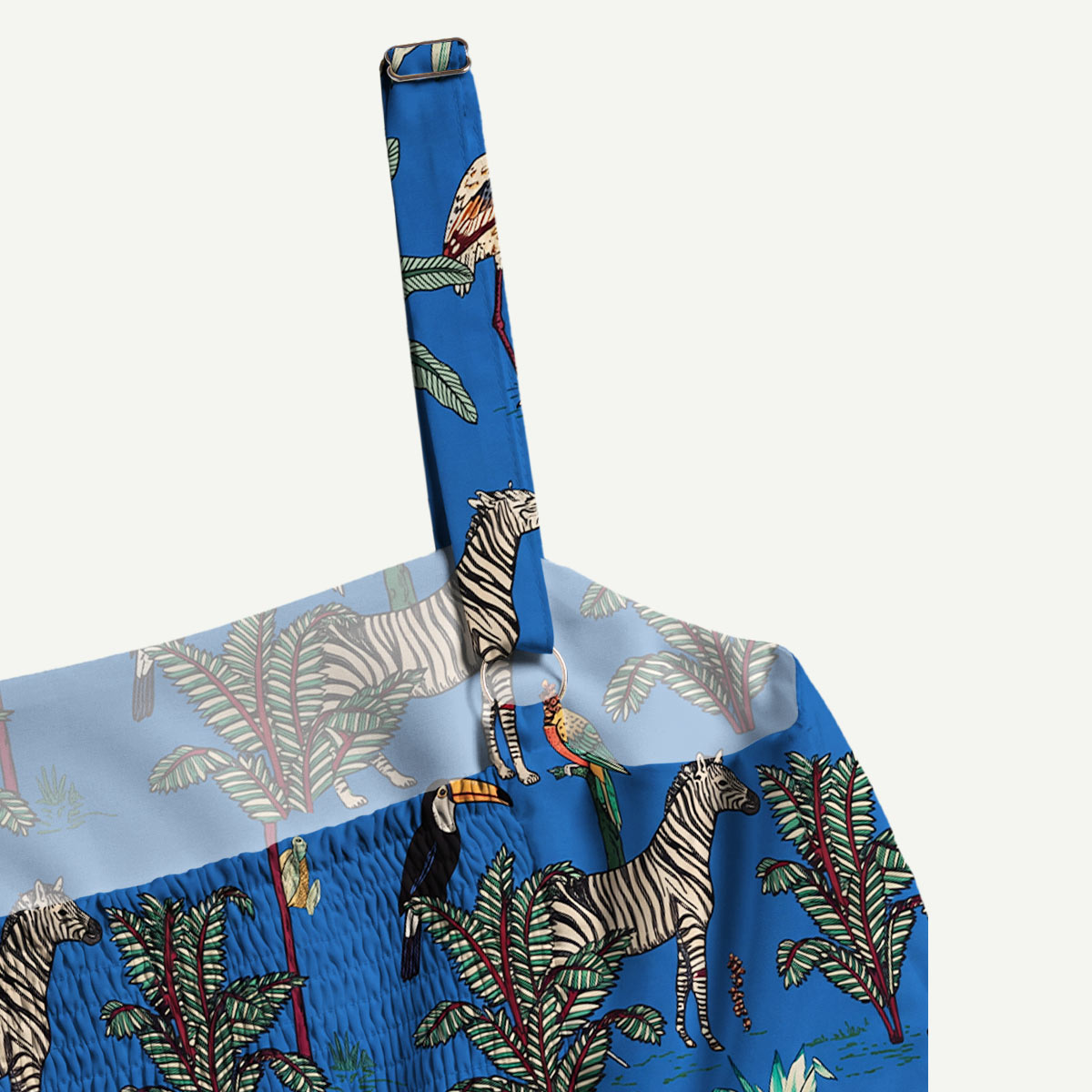 Safari Animal and Palm Straps Maxi Dress With Pocket
