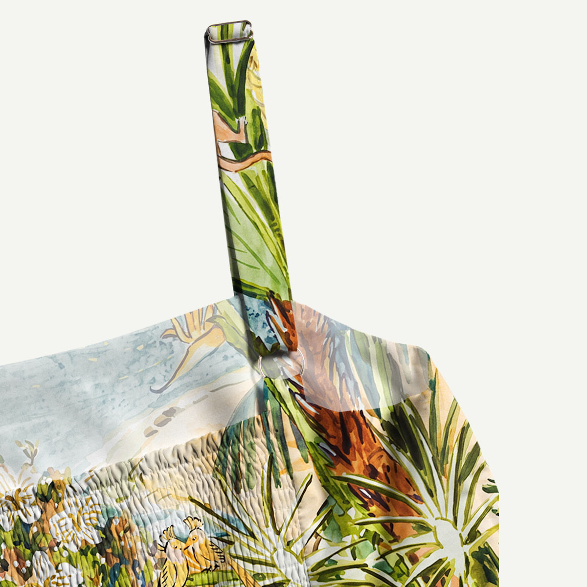 Tropical Jungle Toucan and Monkey Straps Maxi Dress