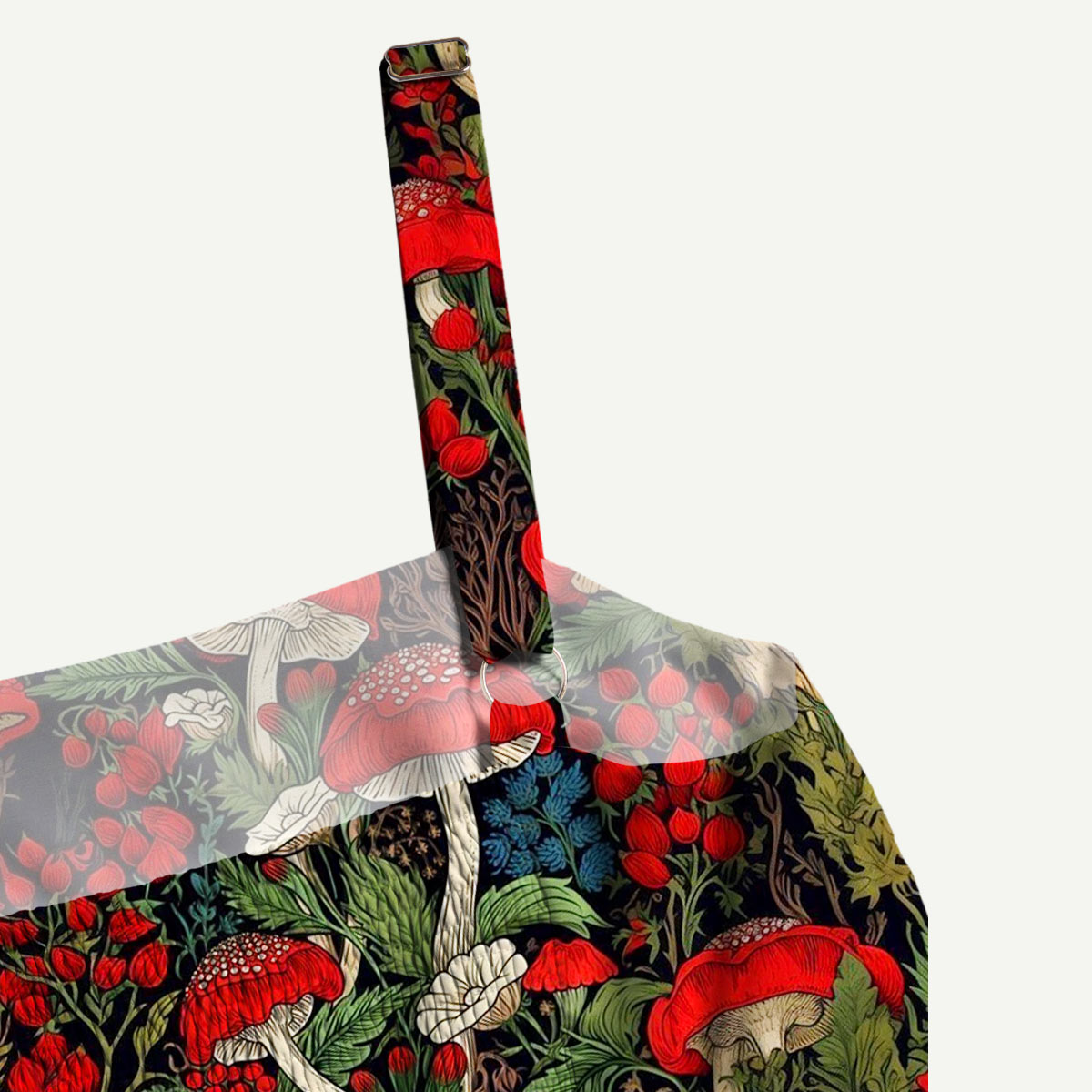 Red Mushroom and Woodland Botanical Straps Maxi Dress