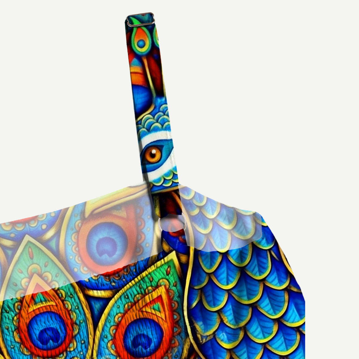 Paisley Peacock Rainbow Bird Straps Maxi Dress With Pocket