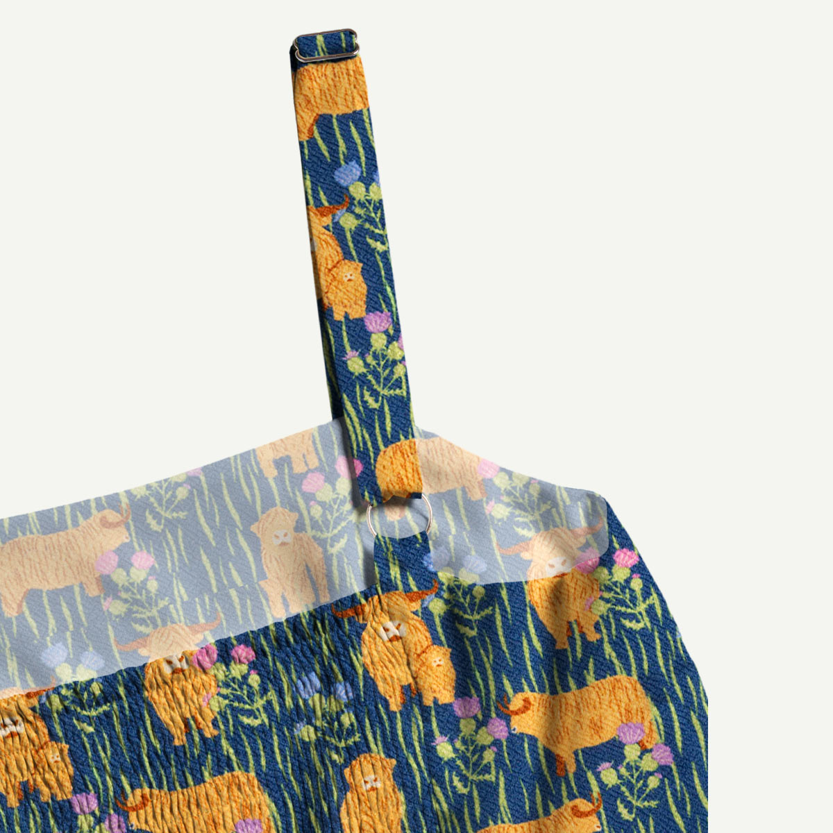 Highland Cow Meadow Story Straps Maxi Dress With Pockets