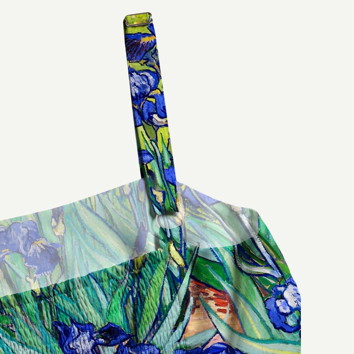Blue Iris Oil Painting Straps Maxi Dress With Pockets