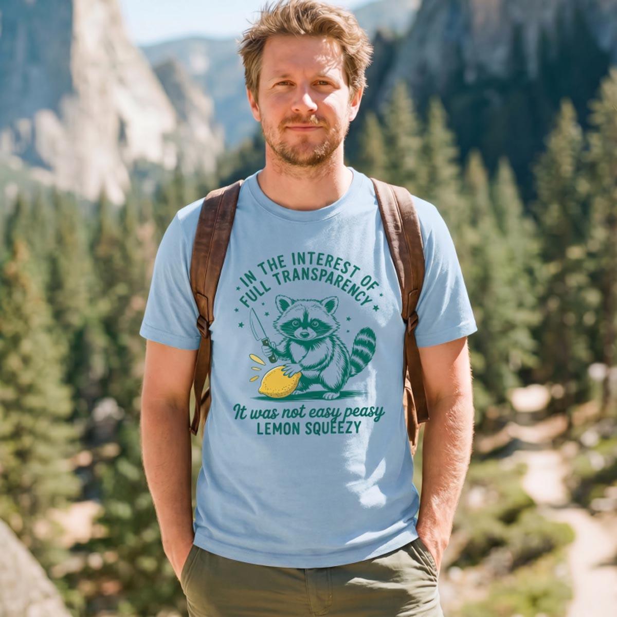 Transparency Raccoon Lemon Squeezy Humor T‑Shirt