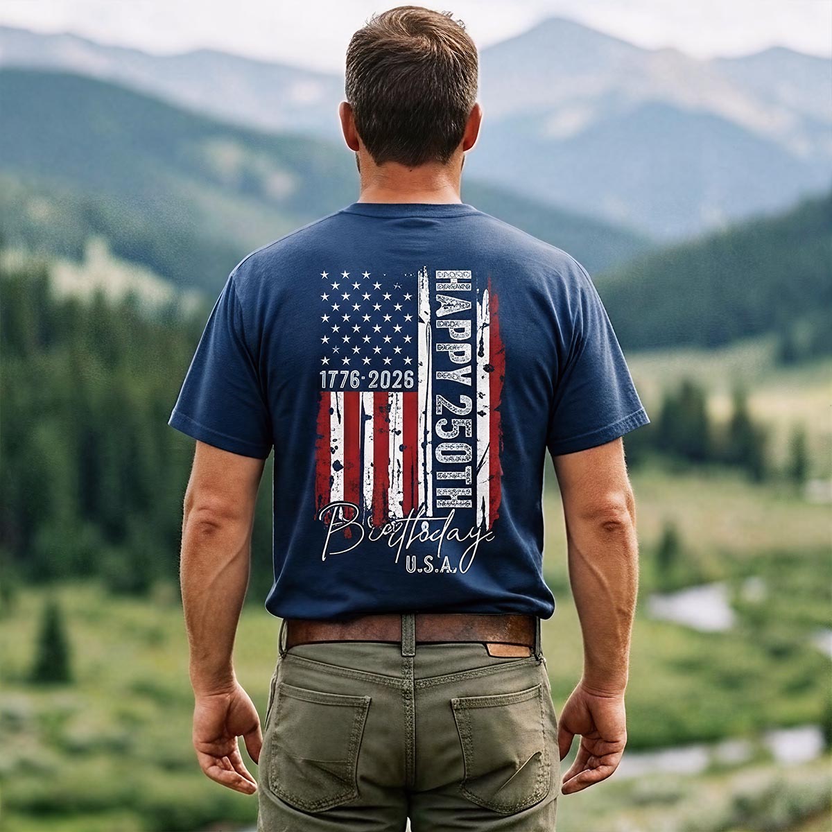 Happy 250th Birthday USA 1776‑2026 American Flag T-Shirt