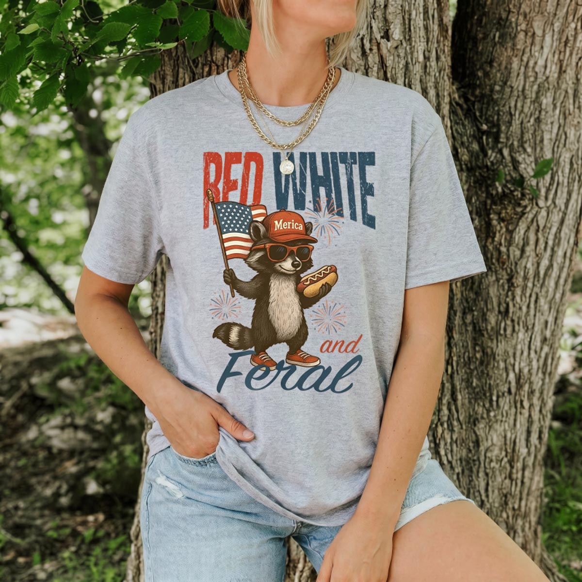 America Flag Raccoon T-Shirt