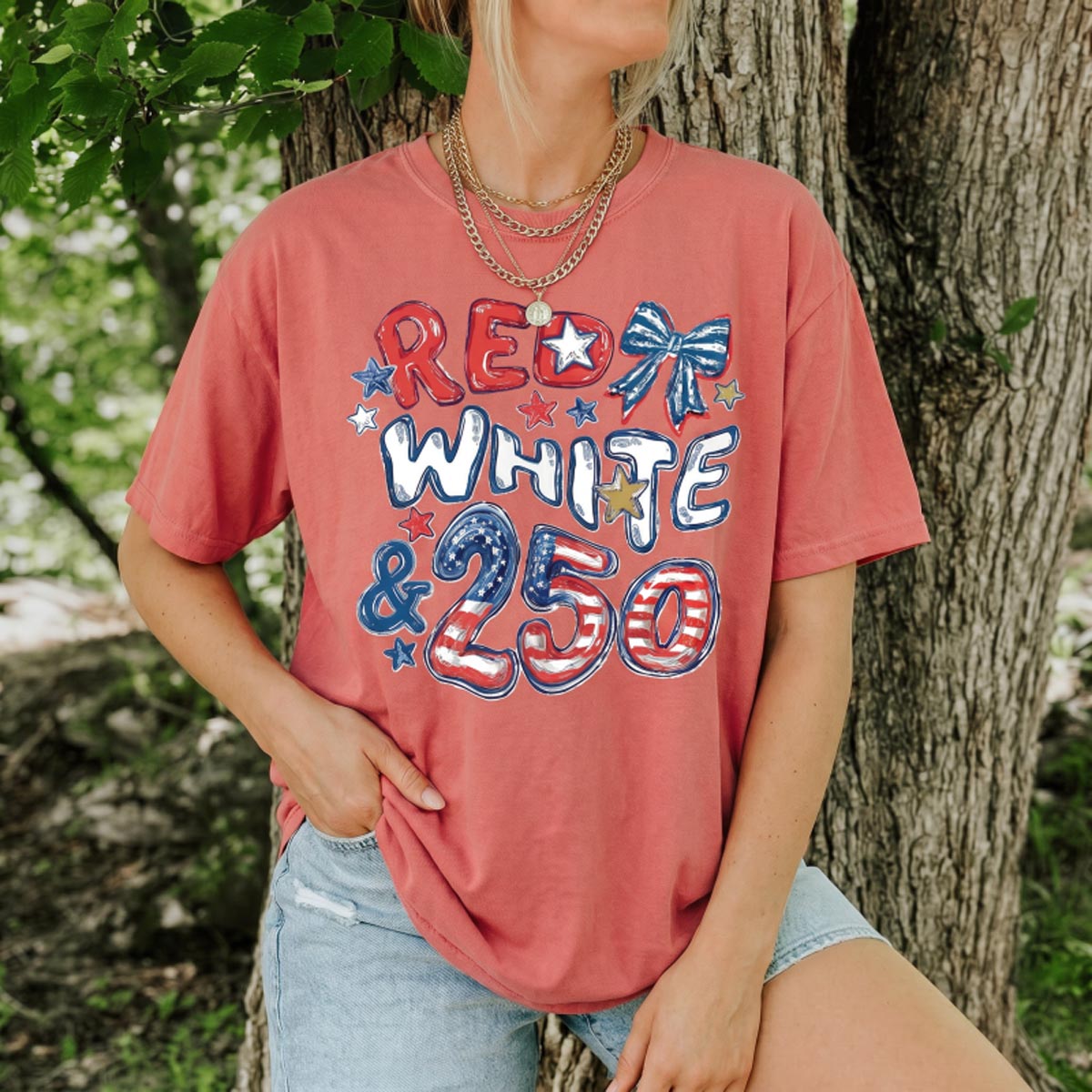 Red White and 250 Flag T-Shirt