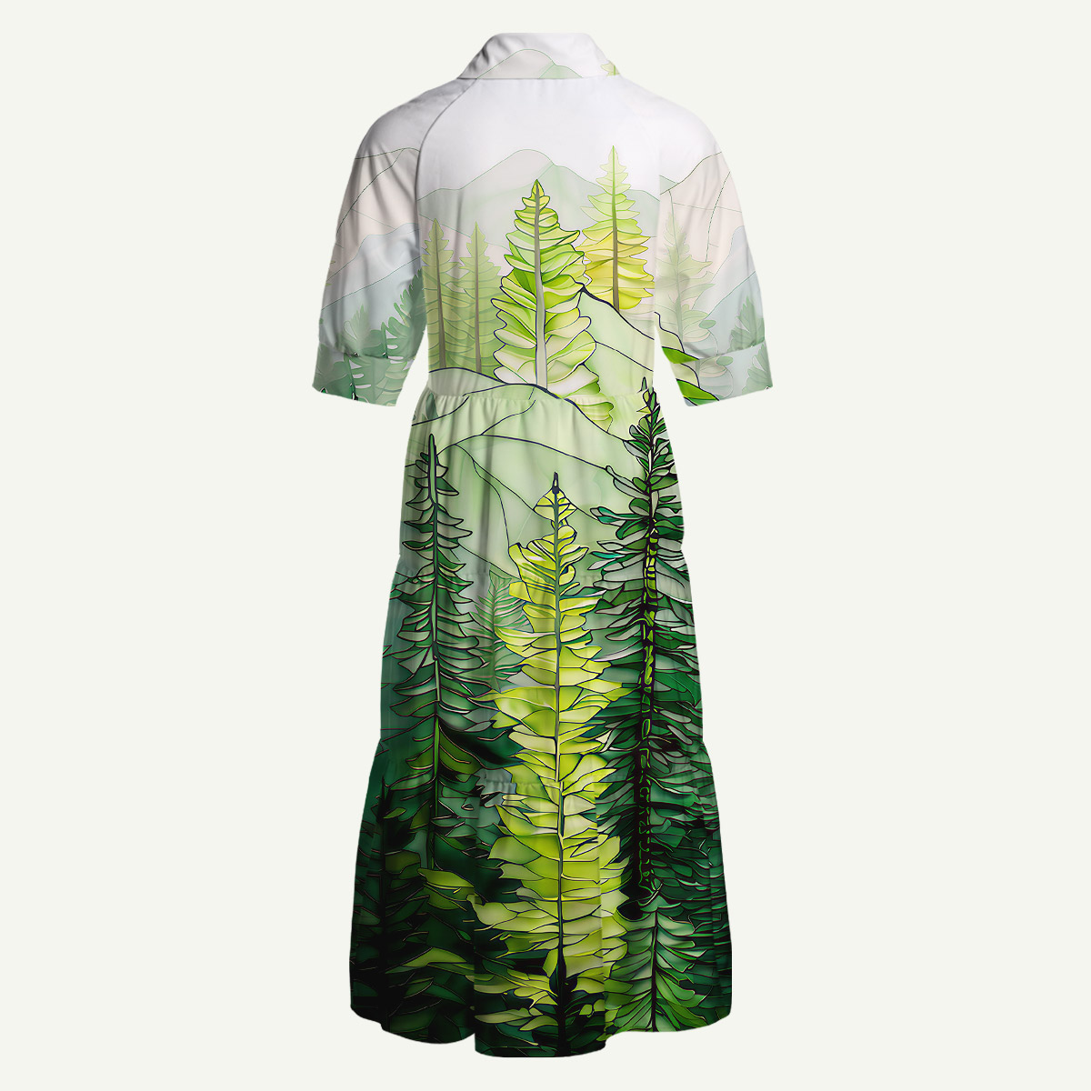 Pine Trees and Mountain Haze Midi Dress With Pockets