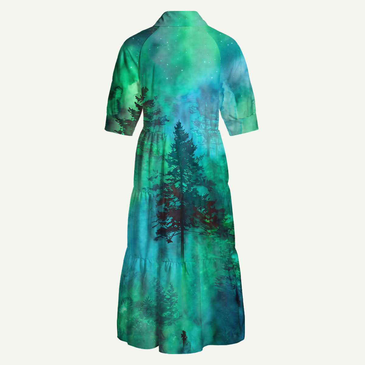 Nature Glowing Forest Tree Midi Dress With Pockets