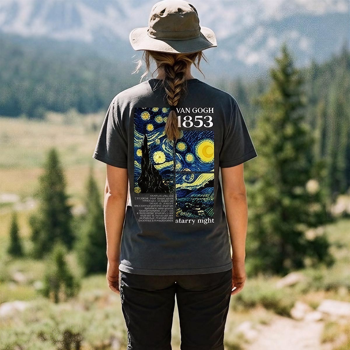 Van Gogh 1853 Starry Night Panel T-Shirt