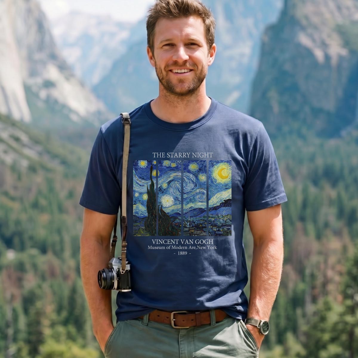 The Starry Night 1889 Panel Art T-Shirt