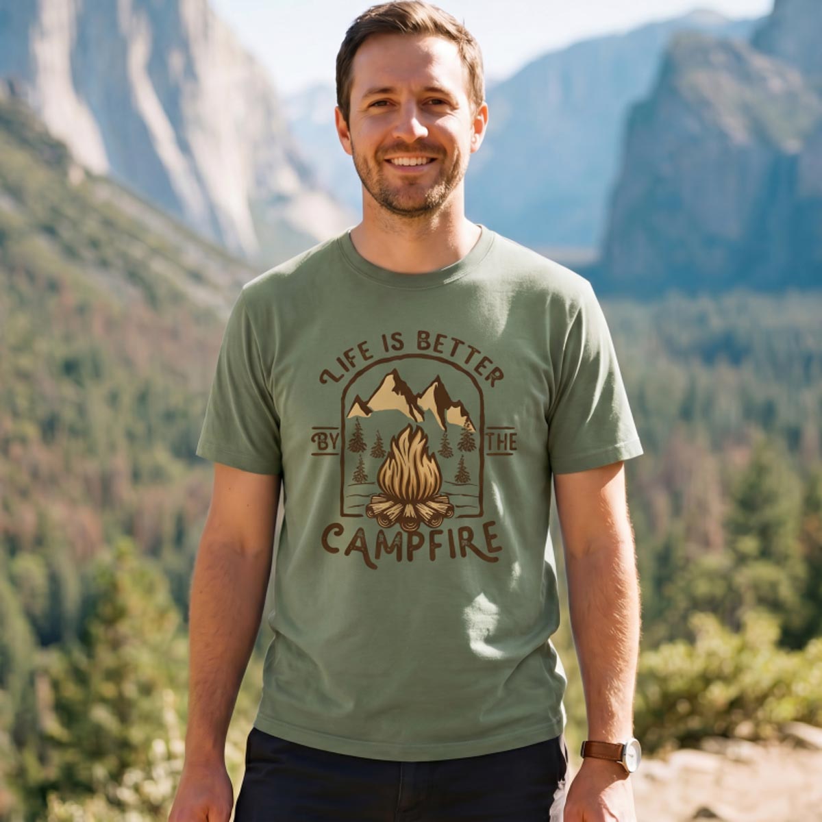 Life Is Better by the Campfire Mountain Camp T-Shirt