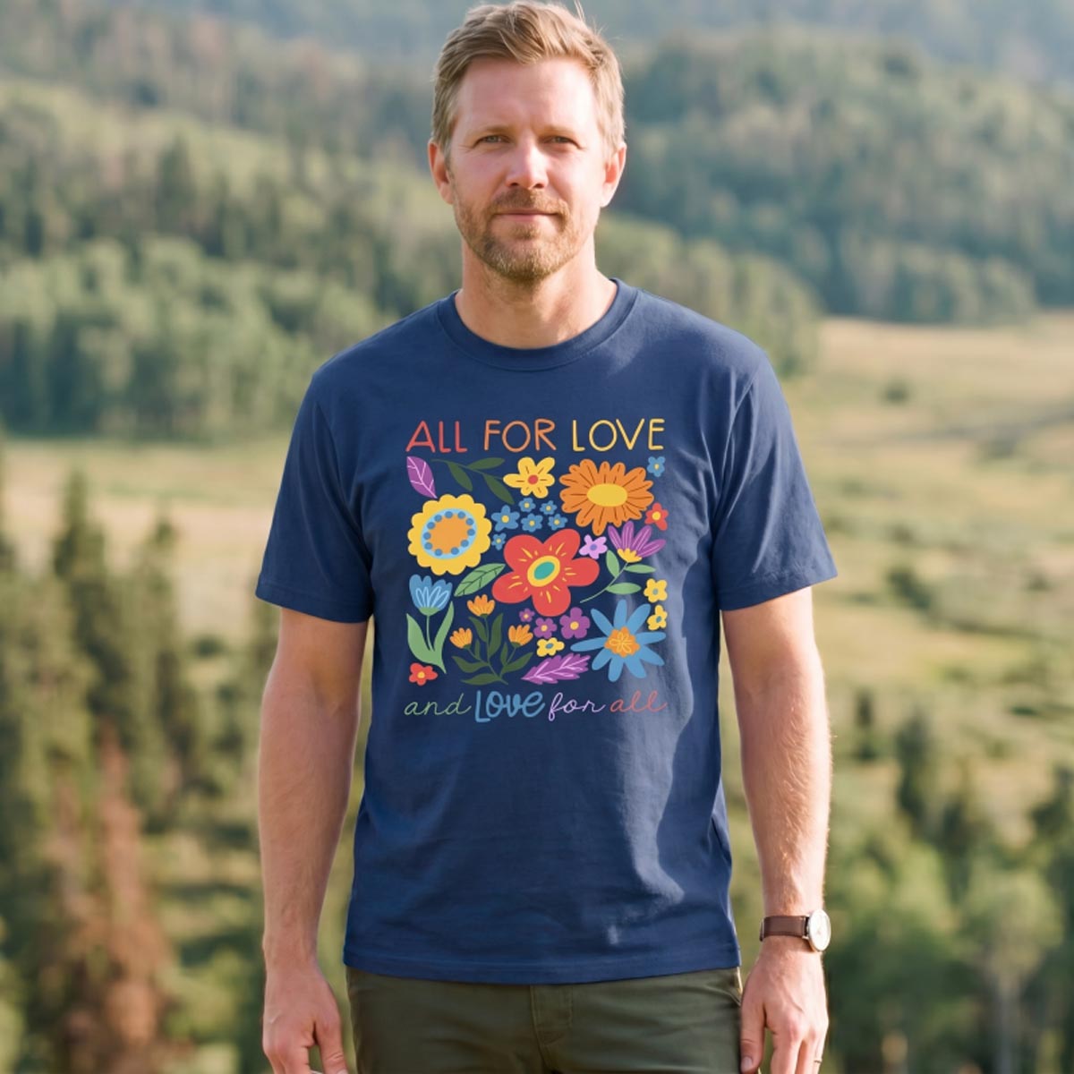 All for Love Floral Love for All T-Shirt
