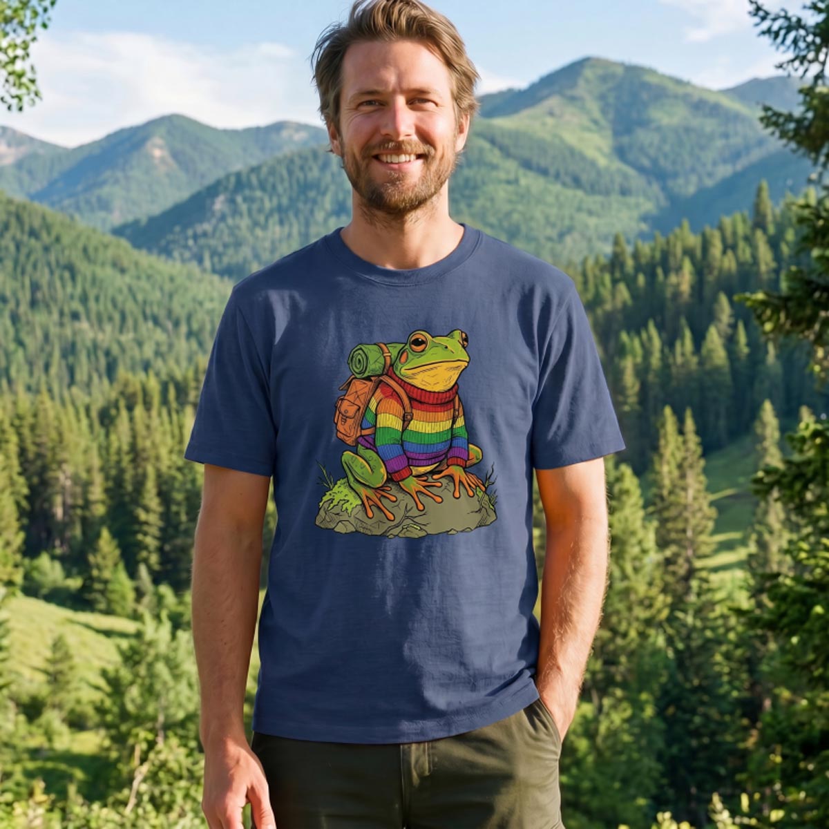 Frog Rainbow Backpack T-Shirt