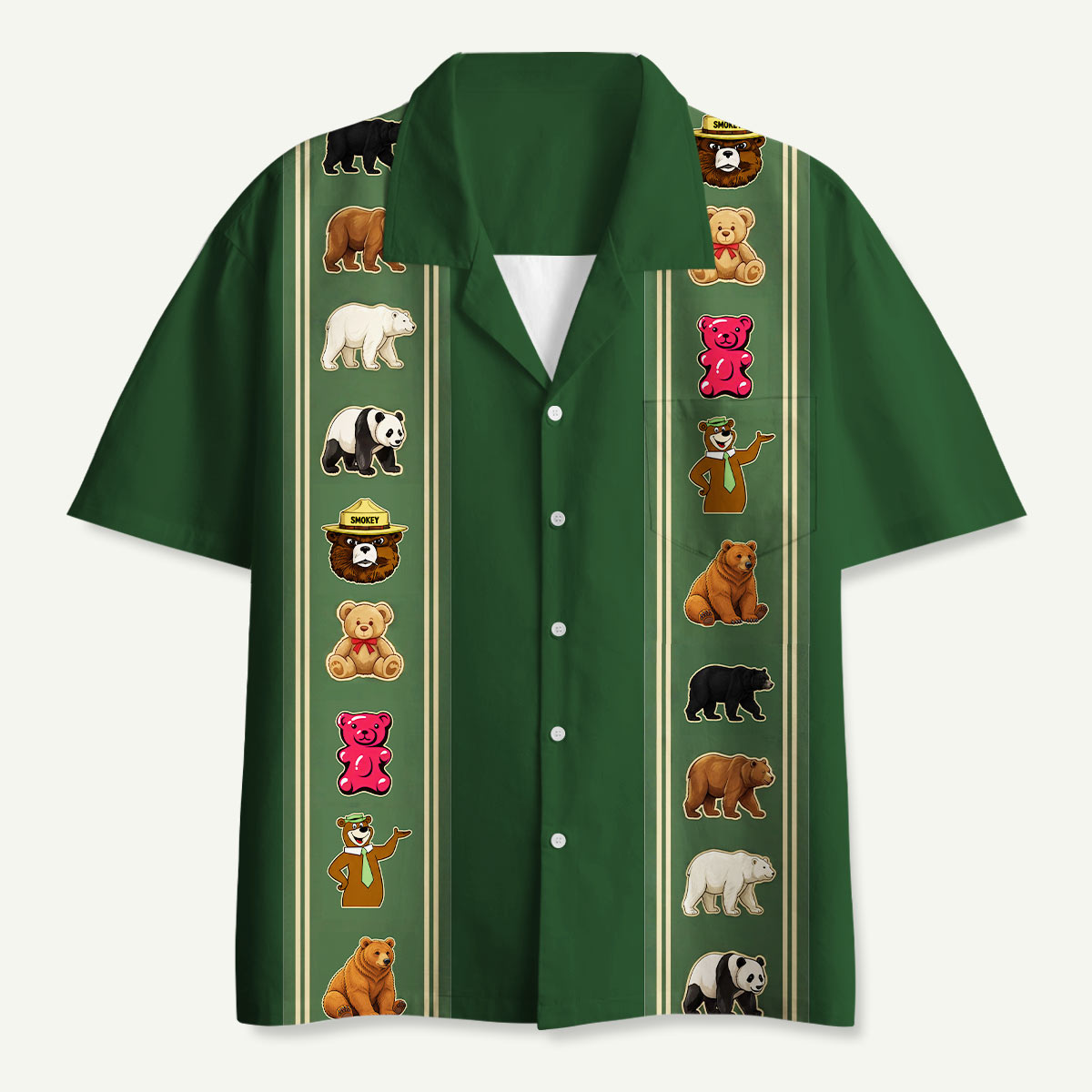 Department of Wildlife Bear Identification Hawaii Button Up Pocket Shirt