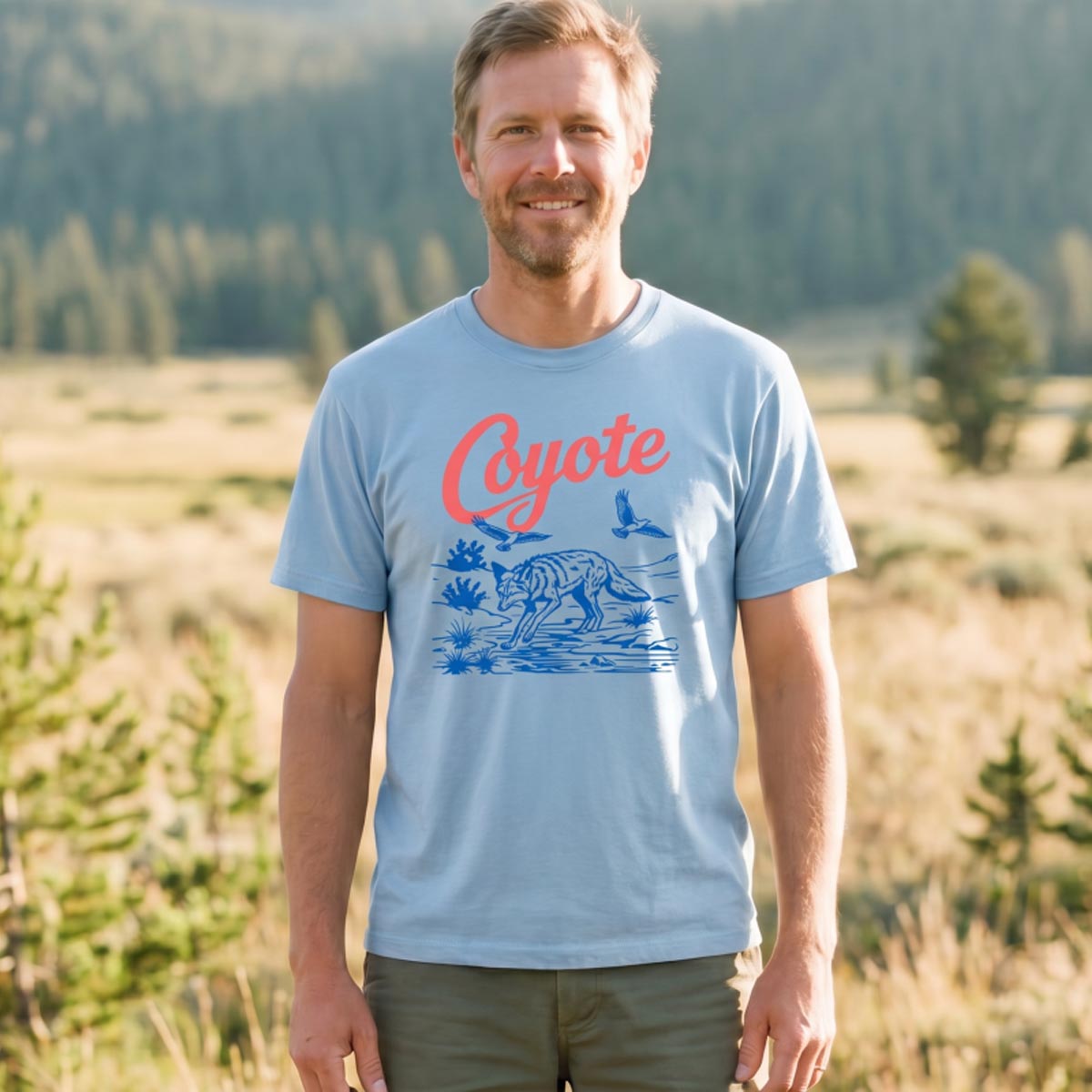 Retro Desert Wildlife Coyote T-Shirt