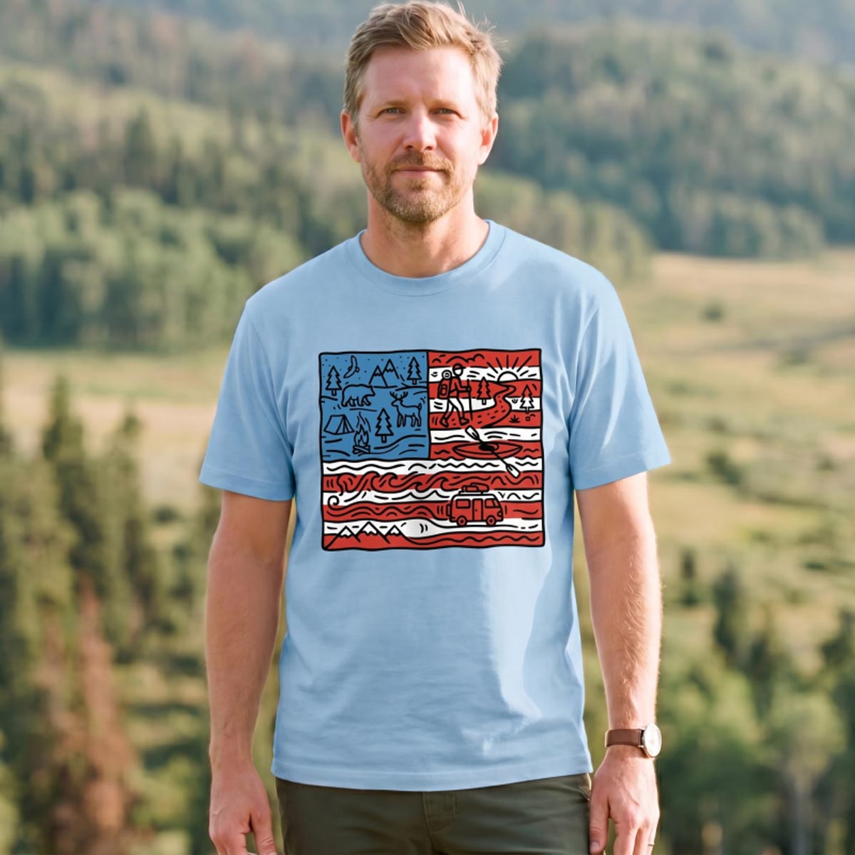 Outdoor Adventure Flag T-Shirt