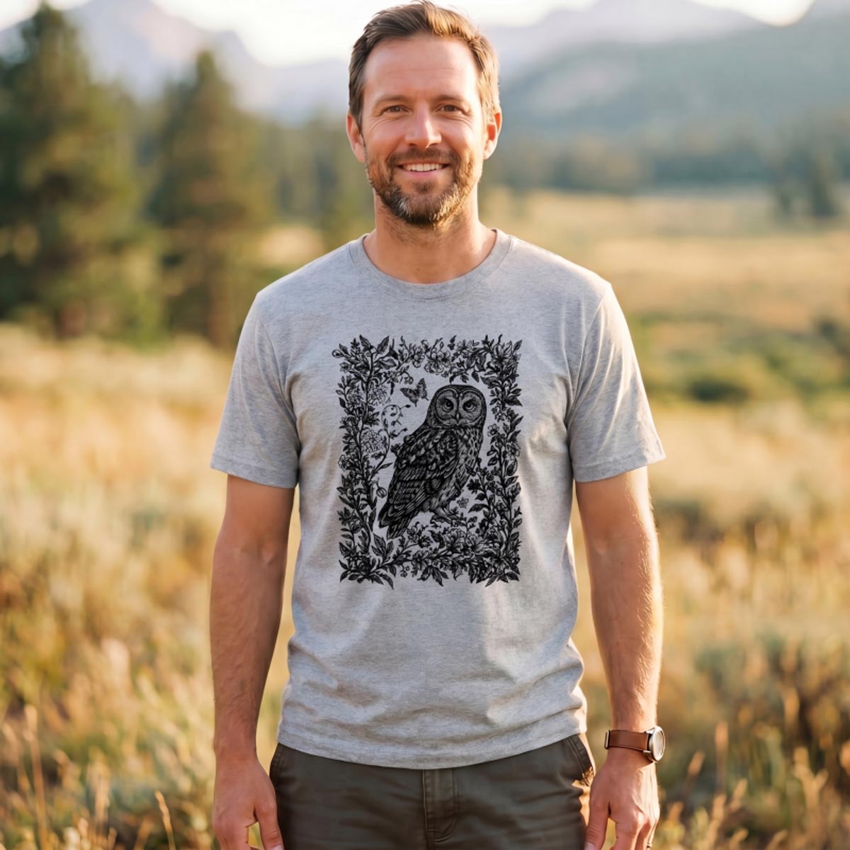 Cottagecore Forest Owl T‑Shirt 