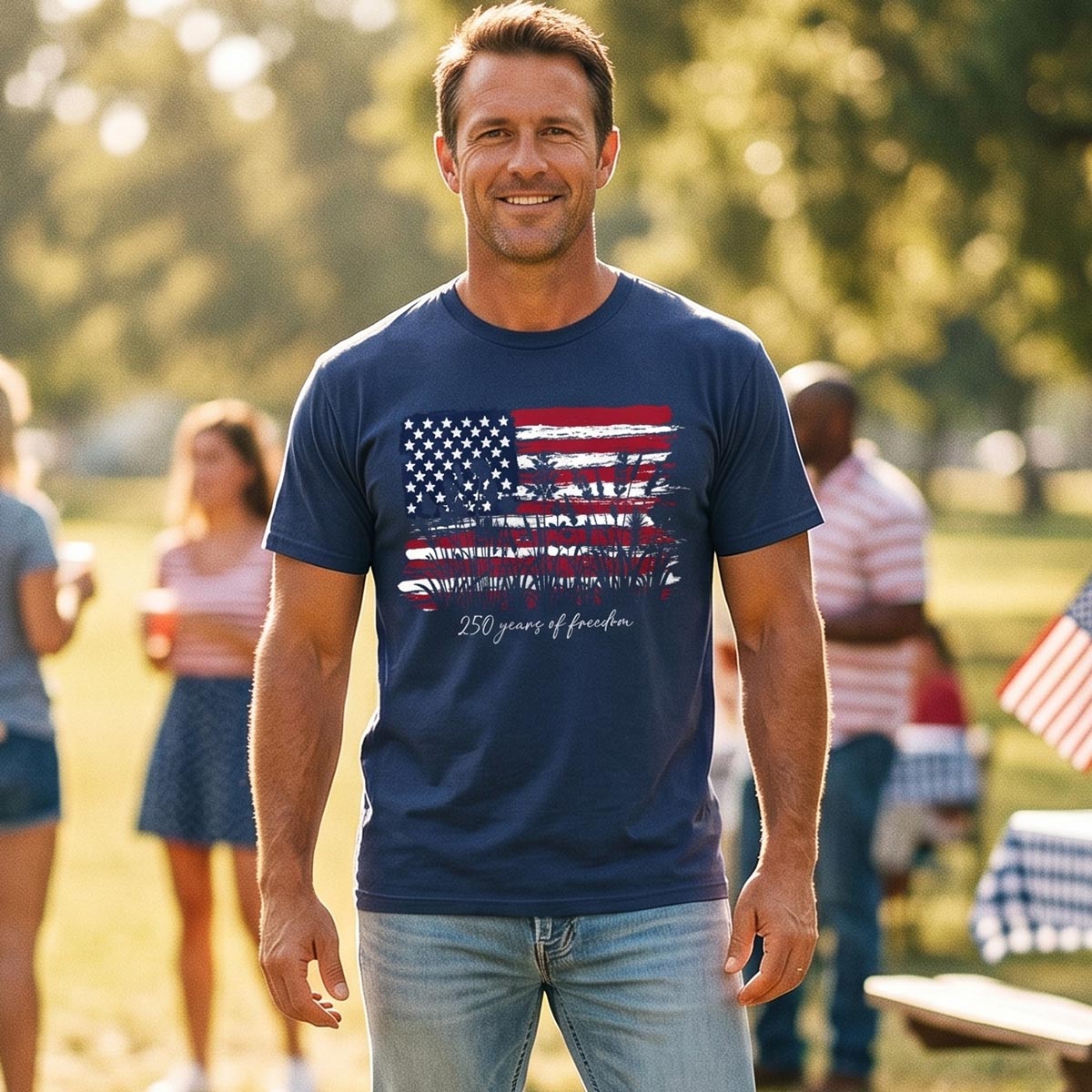 Vintage American Flag 250 Years of Freedom T-Shirt