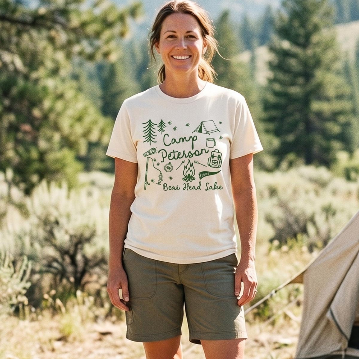 Camp Style Bear Head Lake Camping T-Shirt