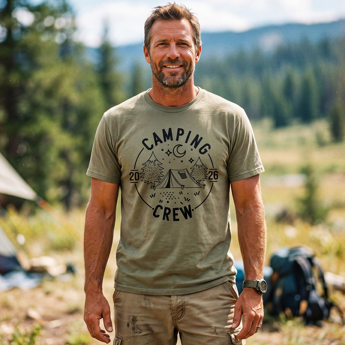Minimalist Camping Crew Outdoor Adventure T-Shirt