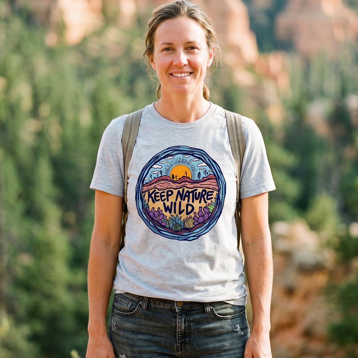 Desert Sunset Nature Badge Keep Nature T-Shirt