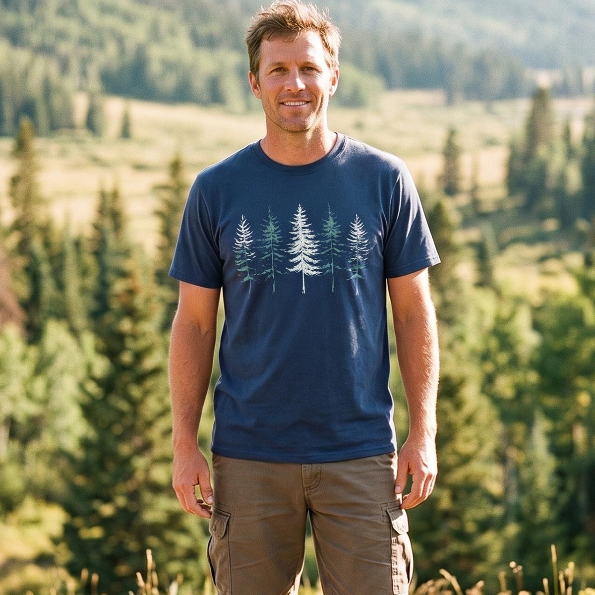 Minimal Pine Forest Silhouette T-Shirt