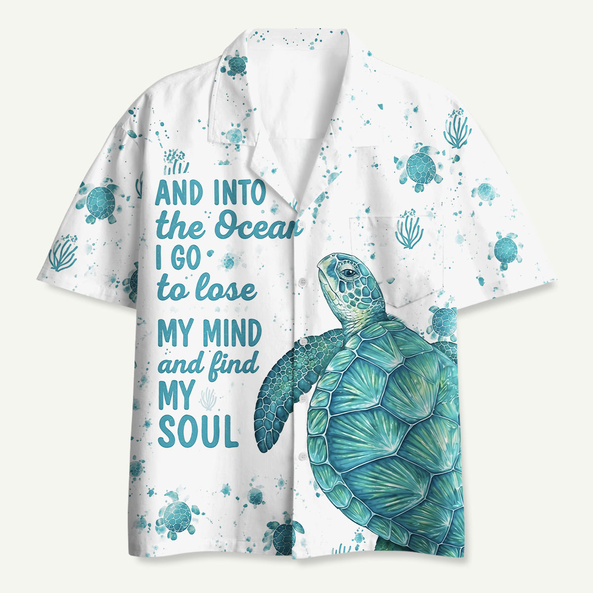 Sea Turtle Ocean Quote Hawaii Button Up Pocket Shirt