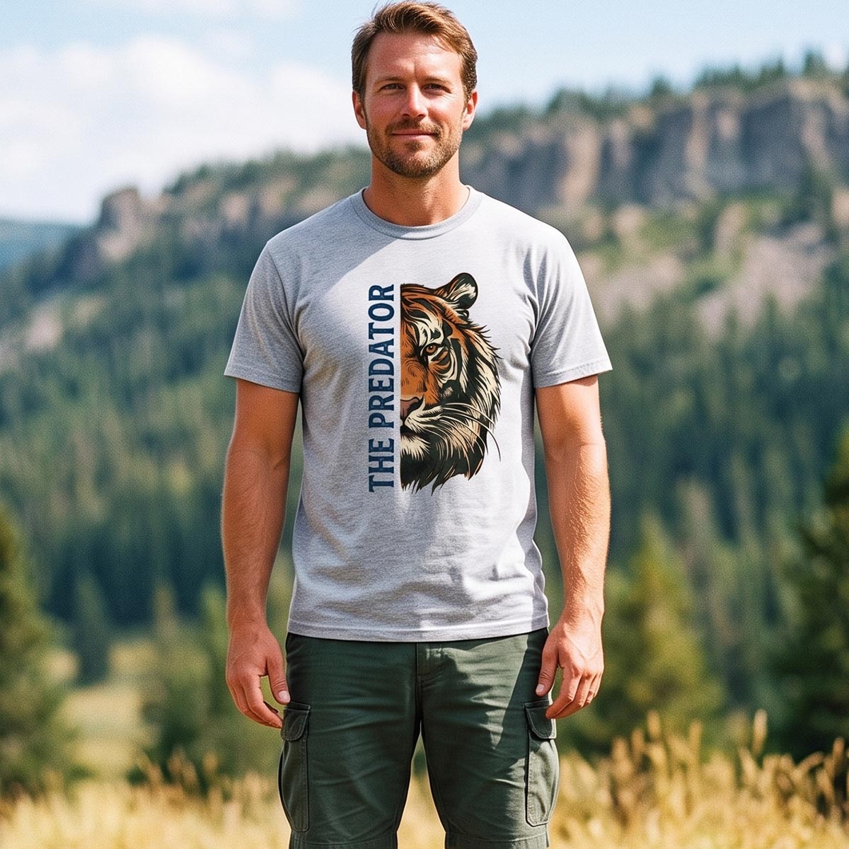 Half Face Tiger Predator T-Shirt