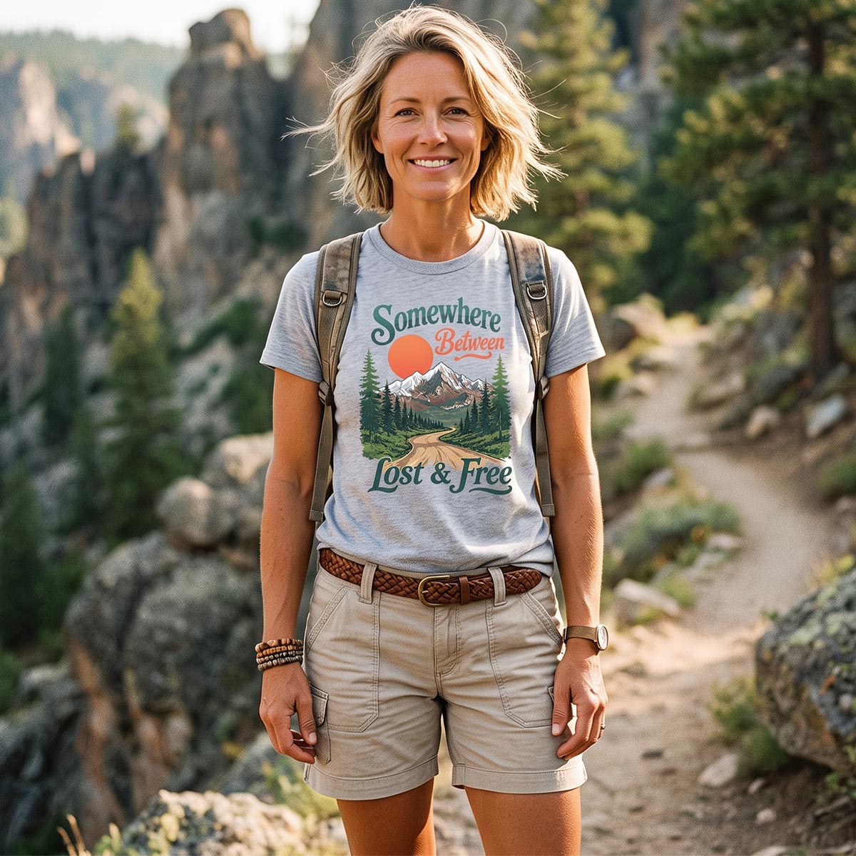 Somewhere Between Lost and Free Mountain Nature T-Shirt