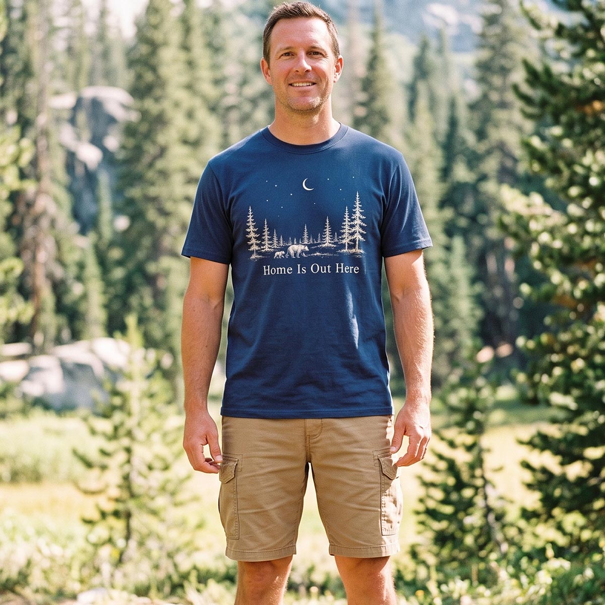 Home Is Out Here Bear Forest T-Shirt