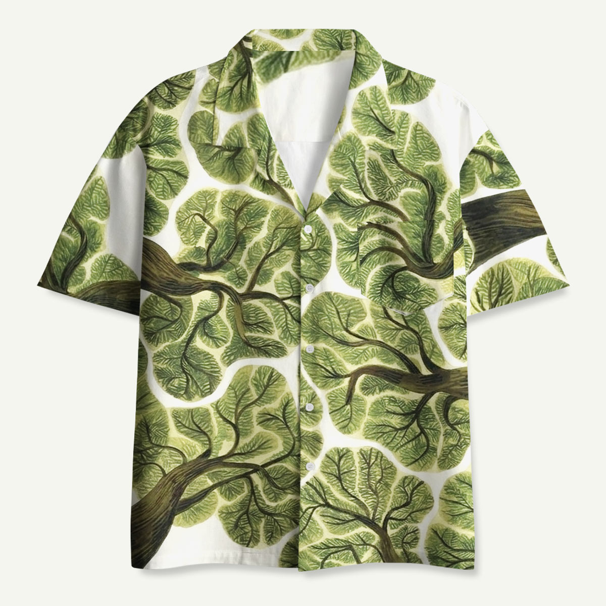 Nature Forest Green Tree Canopy Hawaii Button Up Pocket Shirt