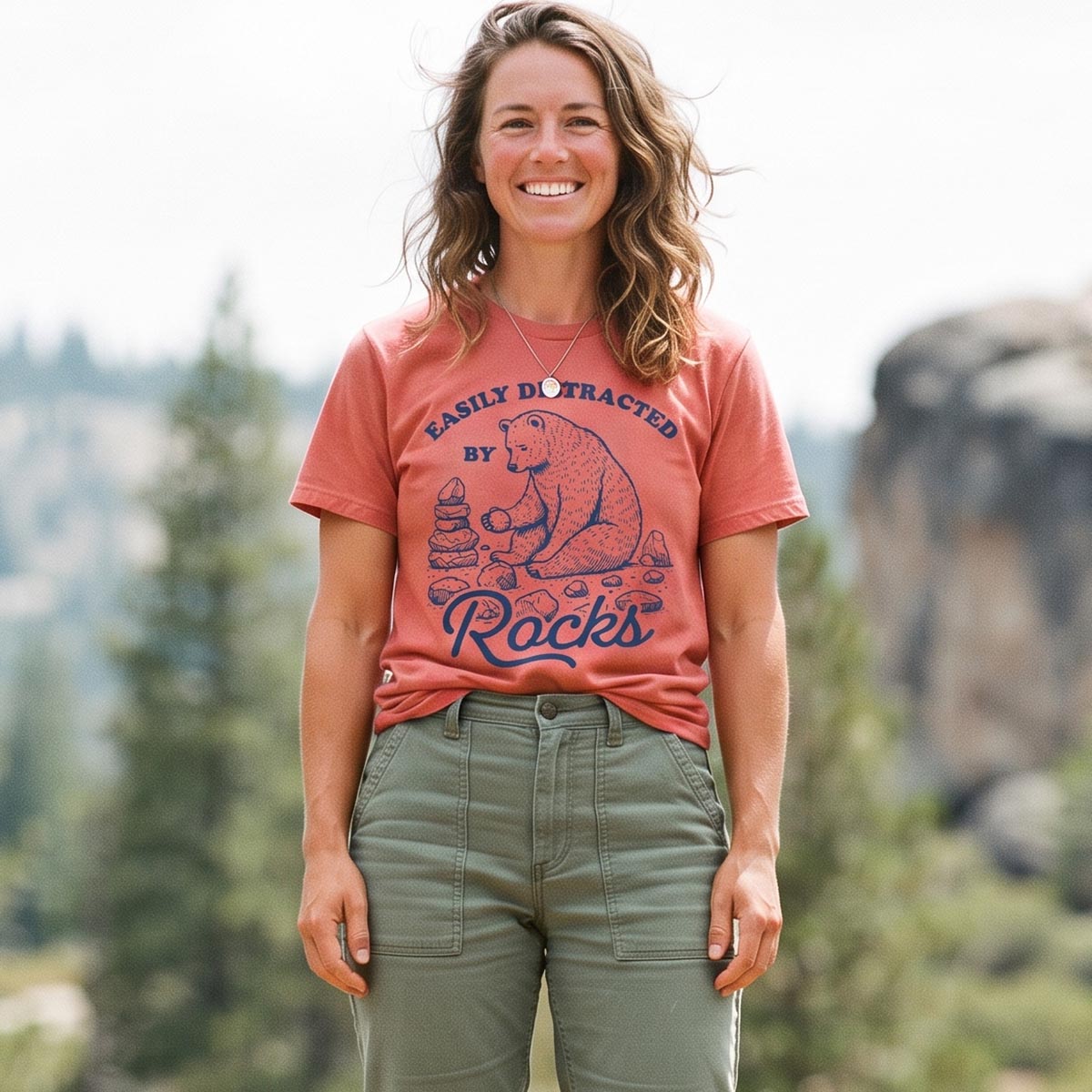 Easily Distracted By Rocks Bear T-Shirt