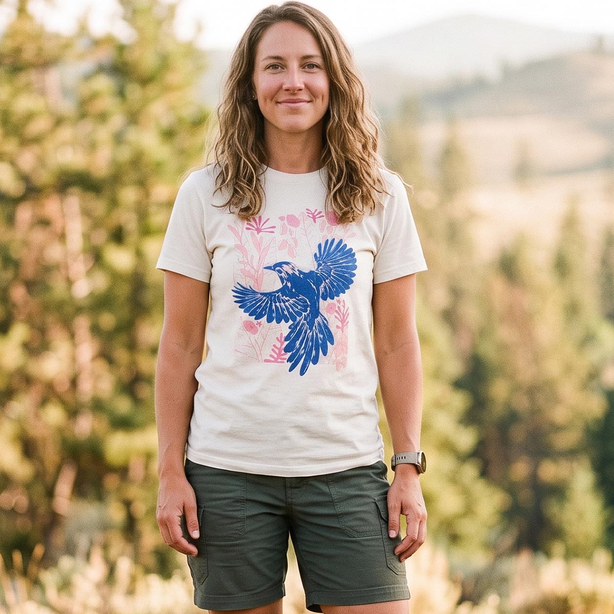 Vintage Blue Bird Botanical T-Shirt