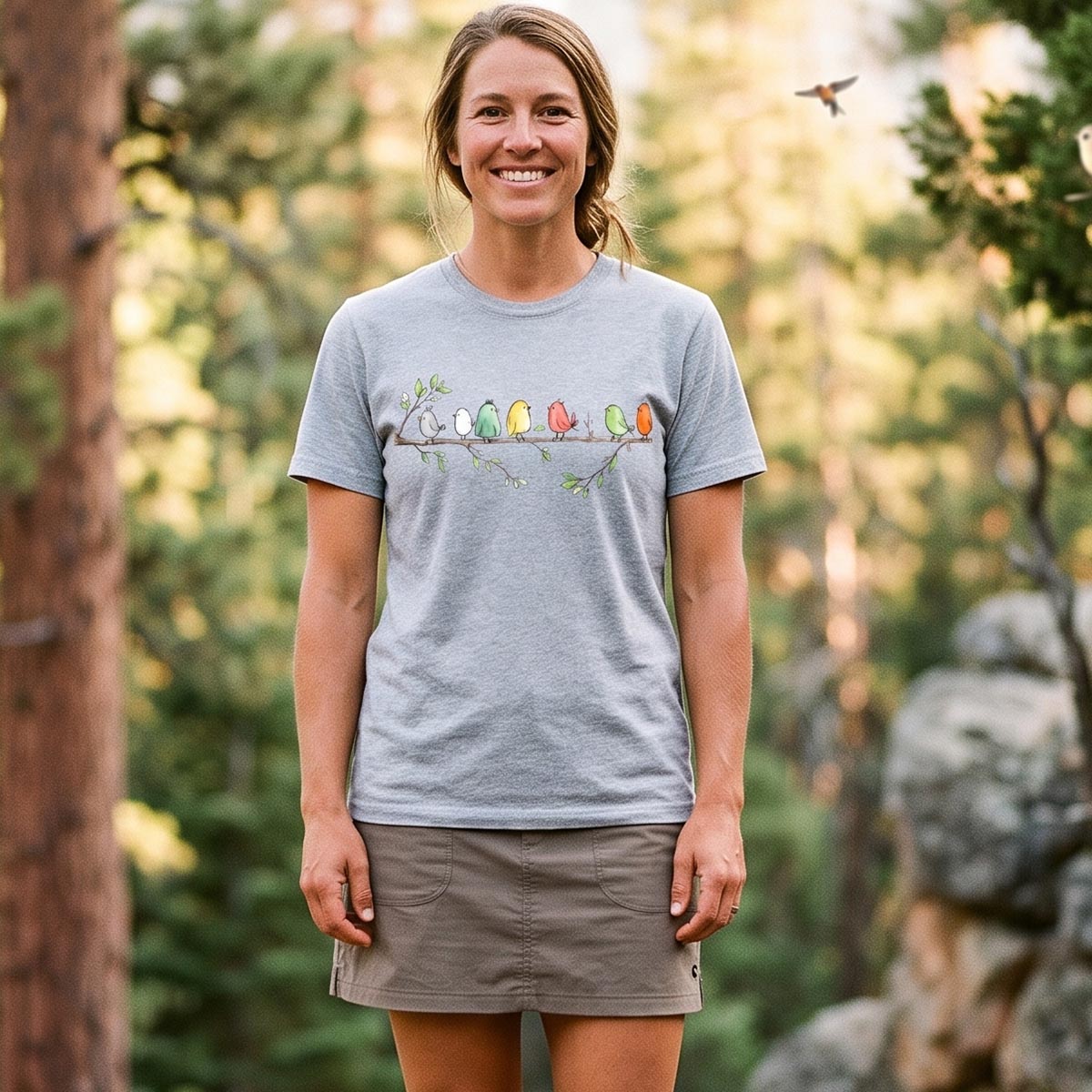 Colorful Songbirds On Branch T-Shirt