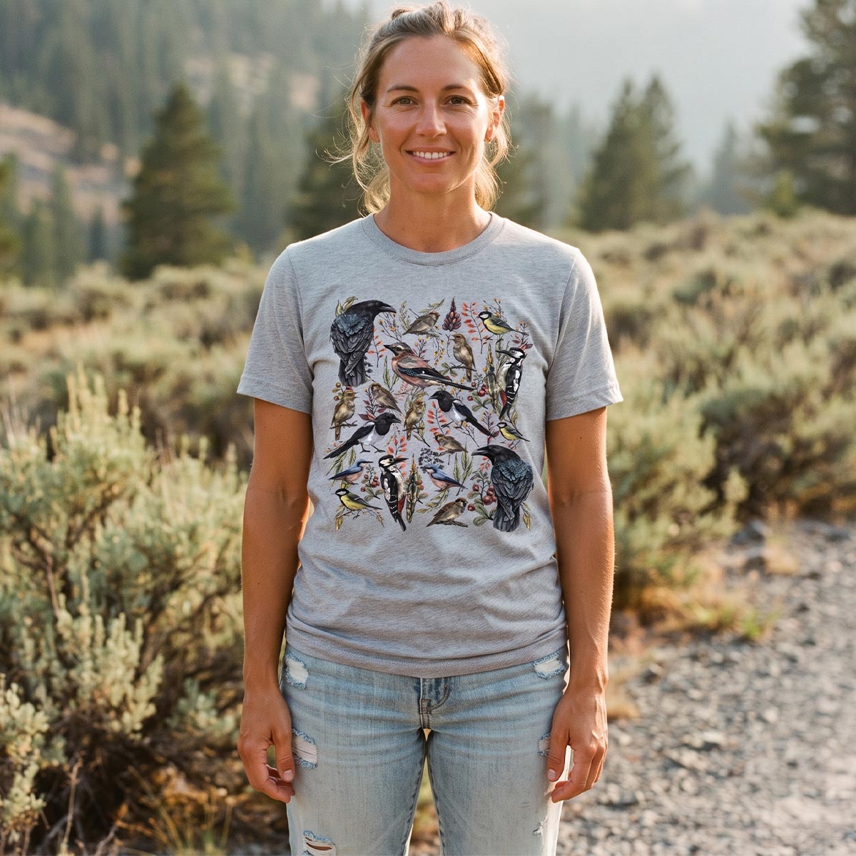 Vintage Wild Birds Botanical T-Shirt