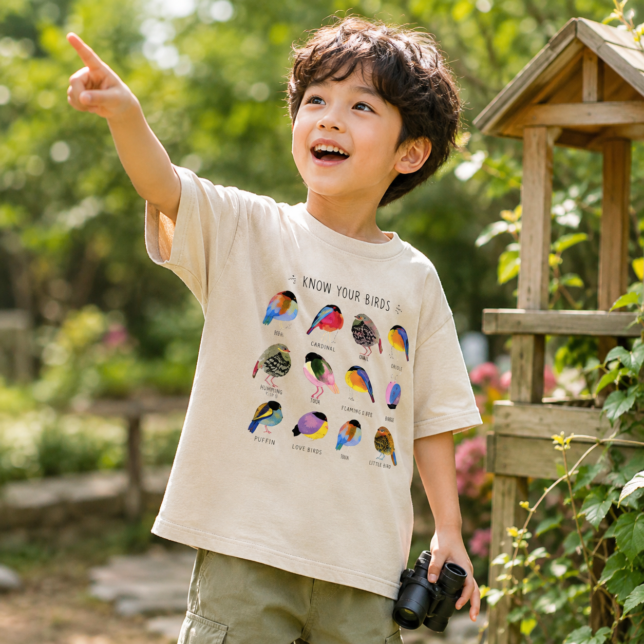 Colorful Bird Guide Kids Washed T-Shirt