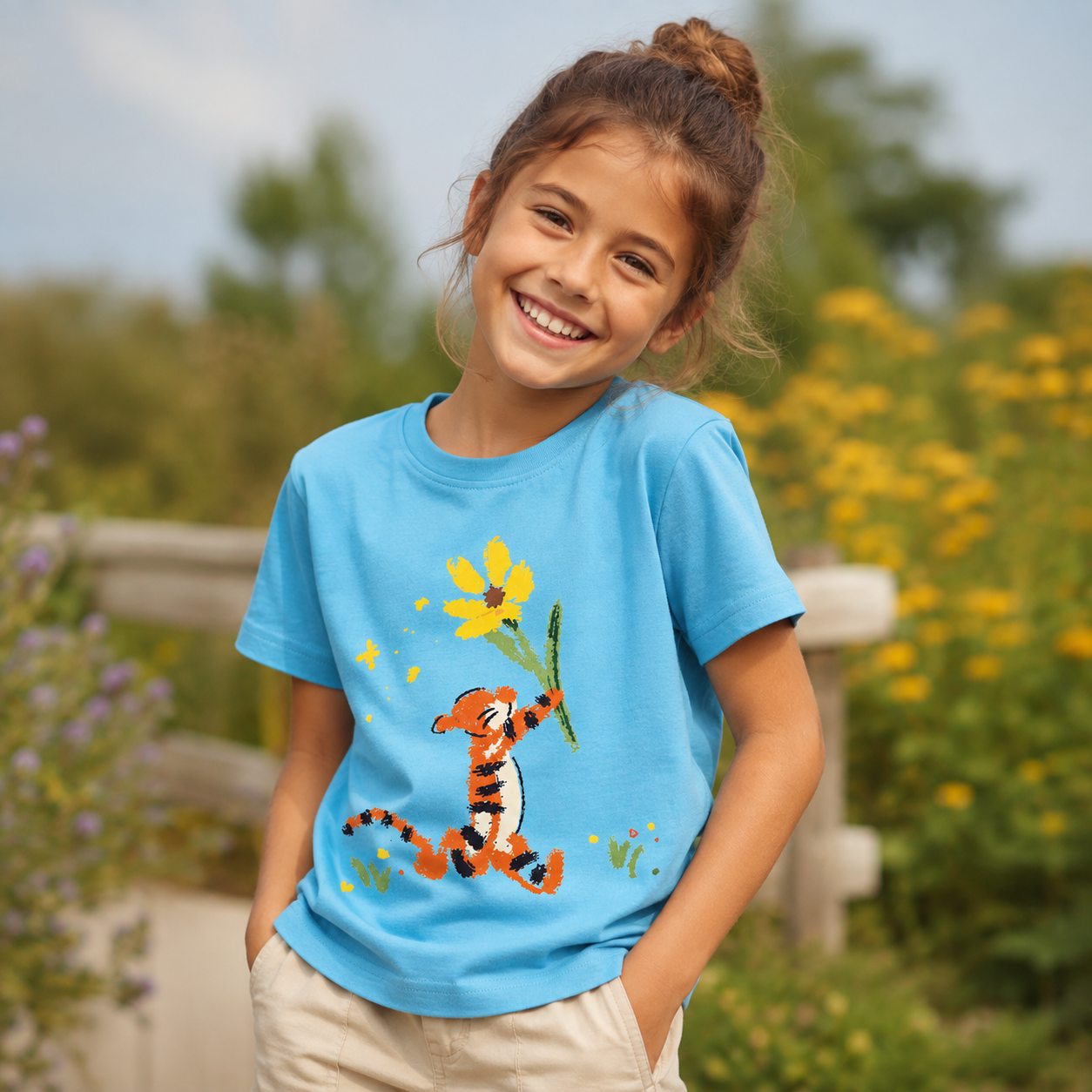 Tiger with Big Flower Kids T-Shirt