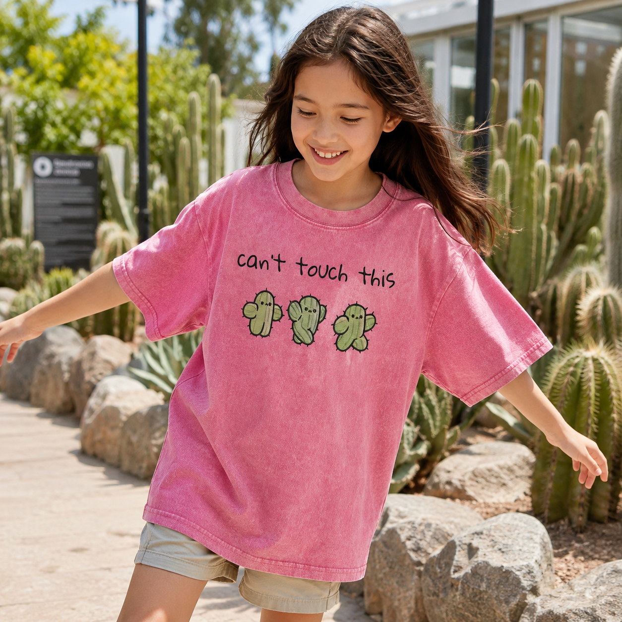 Cactus Trio Can’t Touch This Kids Washed T-Shirt