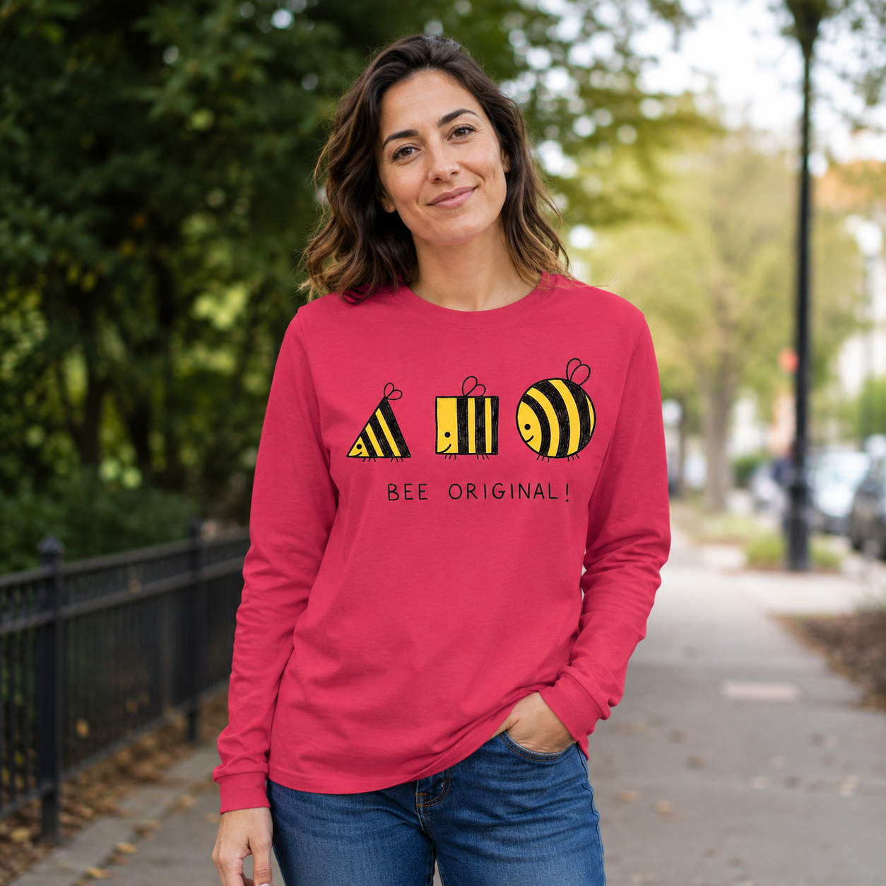 Bee Original Geometric Bees Long Sleeve T-Shirt